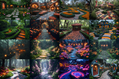 Alice���������s Garden Maze Backdrops - Fantasy Wonderland Digital Backgrounds for Photoshop and Master Overlays