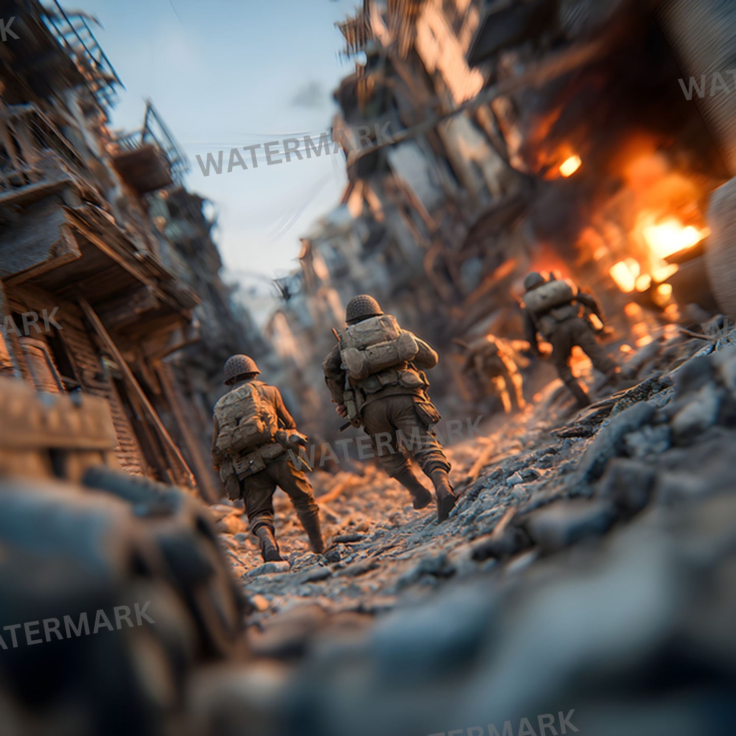 World War Battlefield Digital Backdrop, Grunge Photography Background, Military Photo Prop, for Social Media, Dramatic Scene Setter