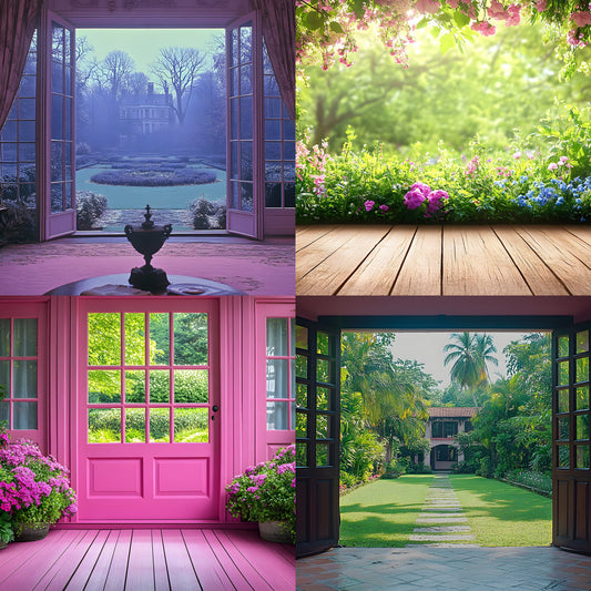 Royal Pink Garden Digital Backdrop, Floral Photography Background, Princess Portrait, Wedding Photo Booth High-Res Download