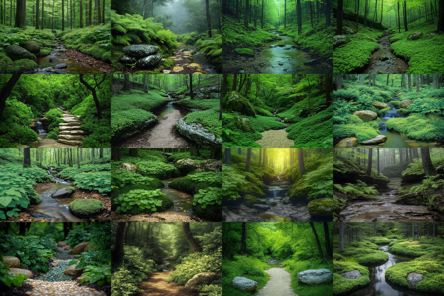 Emerald Ravine Forest Backdrops - Woodland Backgrounds, Lush Green Trees, Nature - Perfect for Photoshop Composites Master Overlays