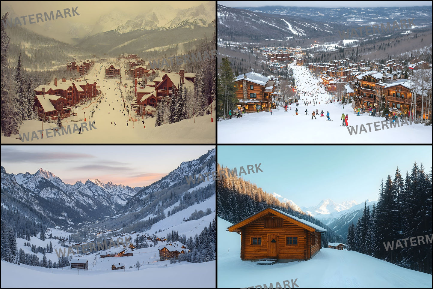 Vintage Ski Cabin Digital Backdrop Set, Winter Scenery Backgrounds for Photography, Cozy Fireplace Scene, Photo Overlays, Snowy Mountain View