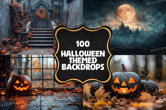 High-Quality Halloween Themed Digital Photography Backdrops - Warm Inviting Aesthetic for Commercial Use - 00x00px PNGs