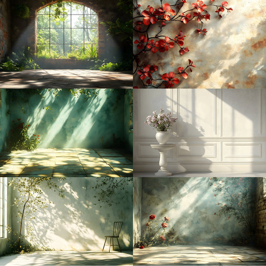 Vintage Sunlit Room Digital Backdrop, Photography Background, Wallpaper Backdrops, High-Resolution Images, Dreamy Photo Overlays