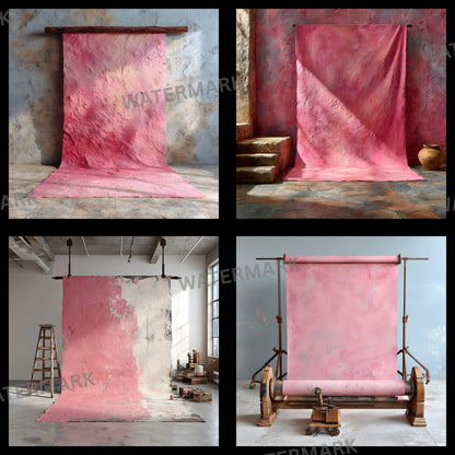 Abstract Pink Photography Backdrop, Painted Canvas Texture Digital Background for Portrait, Square Photo Booth Prop, Artistic Newborn Cake Smash