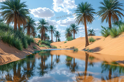 Desert Oasis Backdrops | Desert Backdrop | Tropical Sunset Photoshop Background | Warm Sand Beach Scene | Photography Digital Backdrop