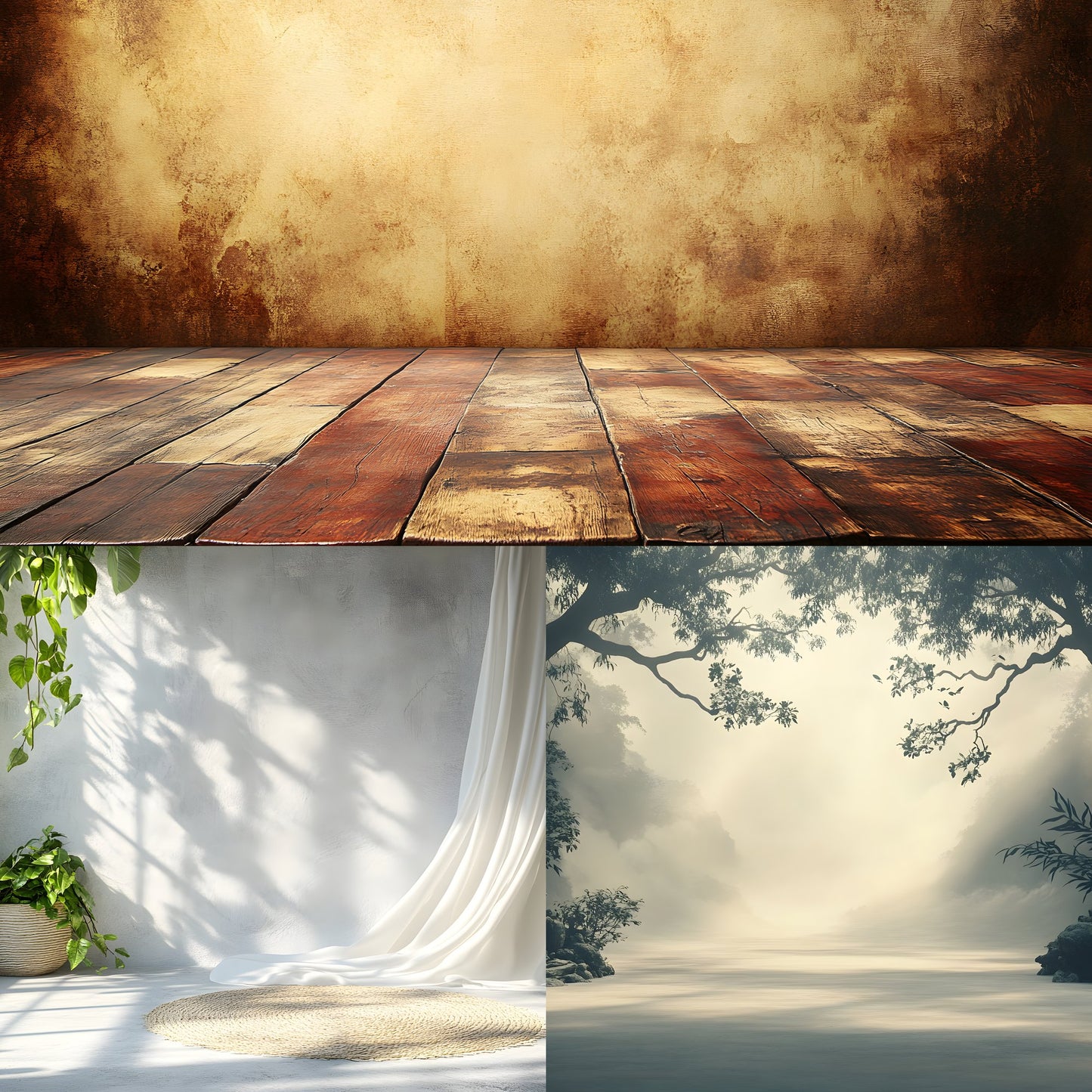 Vintage Sunlit Room Digital Backdrop, Wallpaper Backgrounds for Photography, High-Resolution Textures, Photo Overlays