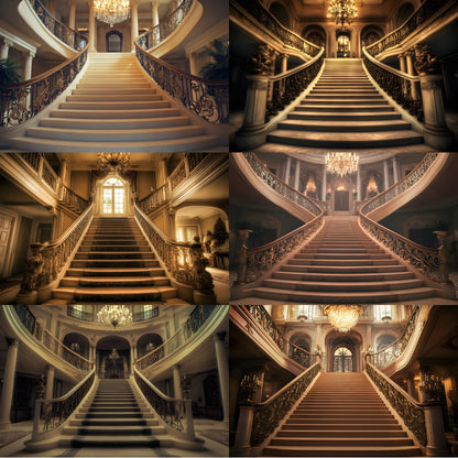 Grand Staircase Digital Backdrop, Interior Photography Background, Elegant Chateau Stairwell, Fantasy Castle Photo, Historic Hallway
