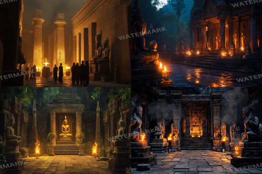 Shadowy Temple Backdrop - Dark Fantasy Background, RPG Streaming Overlay, Haunted Photography Backdrop, Digital Art Decor