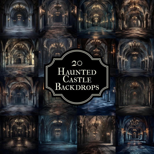 Haunted Castle Digital Backdrops | Gothic Photoshop Overlays for Studio Portraits, Halloween Themes & Dark Photography, Gothic Backdrop
