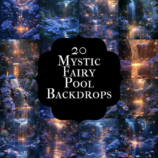 Dreamy Mystic Fairy Pool Backdrop: 2PNGs for Ethereal Magical Photography, Water Fantasy Elements, Enchanted Digital Backdrops