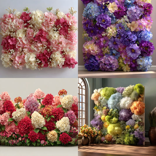 Hydrangea Flower Wall Digital Backdrop, Colorful Floral Photography Background for Spring, Photo Booth Prop, Wedding Portrait, Newborn Photoshoot