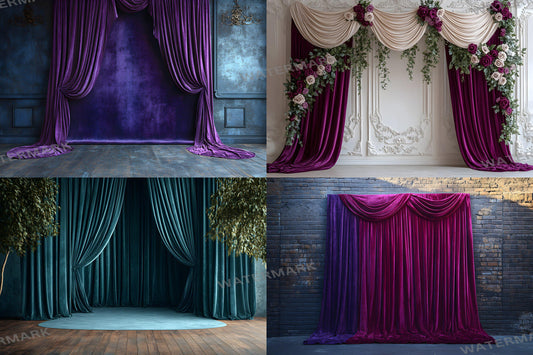 Velvet Elegance Backdrops | Luxurious Digital Backgrounds | Opulent Vintage Room Photography Backdrops | Wedding & Maternity Backdrops