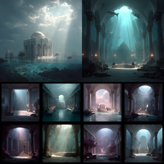 Underwater Palace Digital Backdrop, Dreamy Mermaid Background, Square Fantasy Ocean Photography Prop, Magical Sea Castle Photo Booth, Kids Party Decor