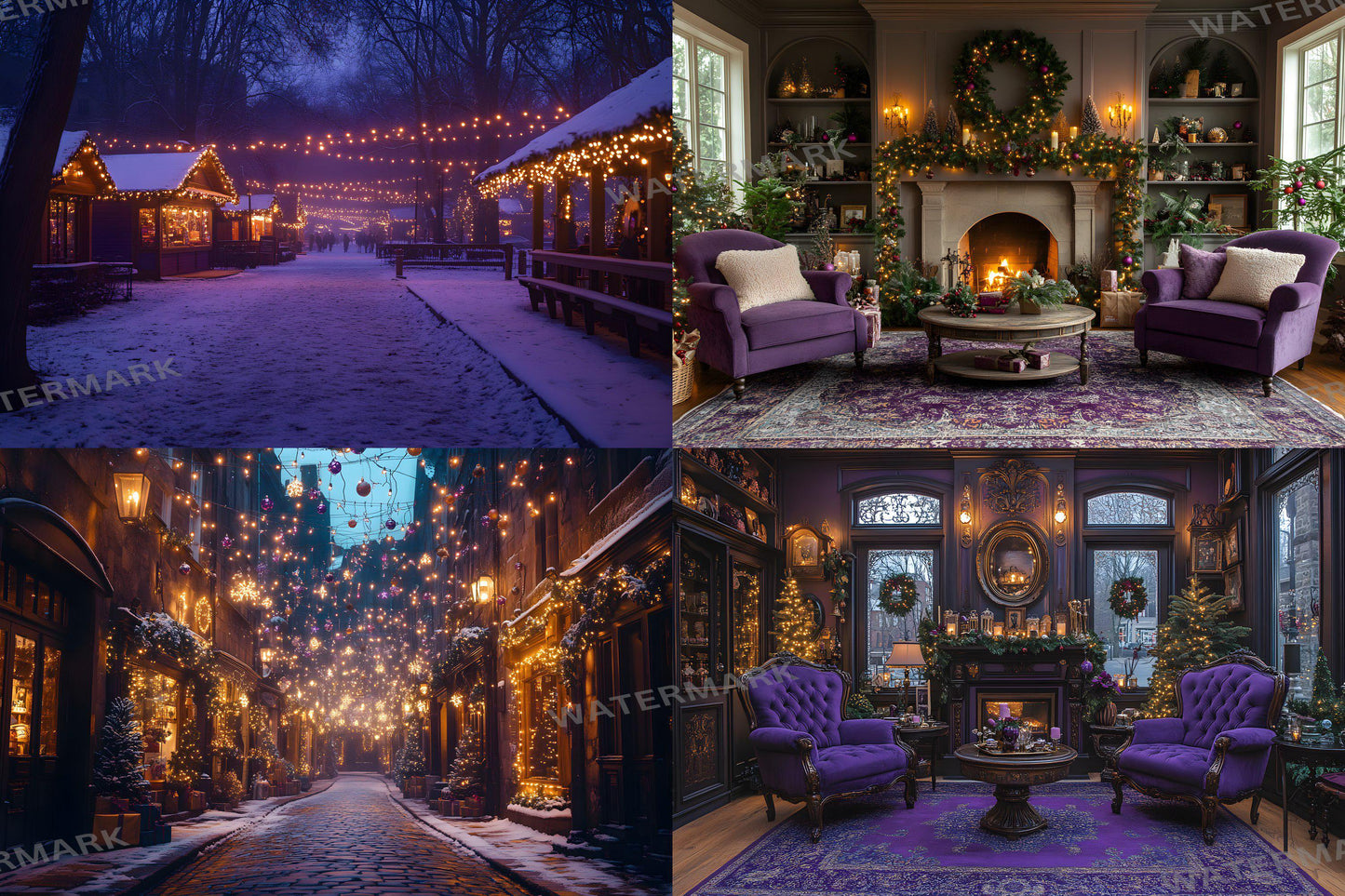 Purple Christmas Backdrops, Christmas Background, Digital Christmas Wallpapers, Photoshop, Photography Backdrops - 3:2 Ratio