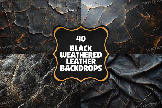 BLACK WEATHERED LEATHER - Textures Photography Backdrop