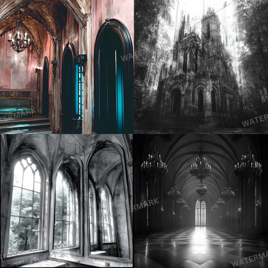 Gothic Digital Backdrops | Dramatic Photoshop Overlays for Dark Photography, Fine Art Portraits & Halloween Themes, Gothic Backgrounds