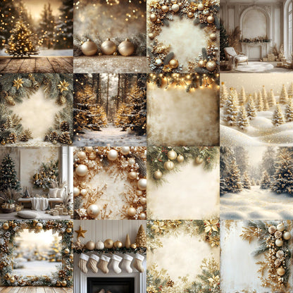 Christmas Backdrop, Digital Backdrop, Santa Christmas Backdrop For Kids Family, Festive Digital Download Christmas Background