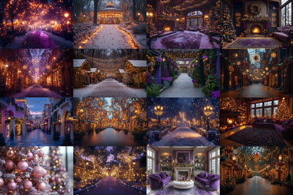 Purple Christmas Backdrops, Christmas Background, Digital Christmas Wallpapers, Photoshop, Photography Backdrops - 3:2 Ratio