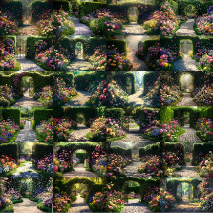 Whimsical Flower Garden Digital Backdrop, Lush Floral Backgrounds, Photography, Fantasy Photo Overlays, Springtime Scene