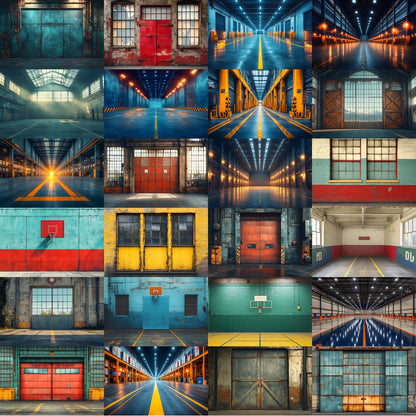 Warehouse Sports Digital Backdrop, Action Scene Background, Photography Prop, Athlete Photo, Graffiti Wall, Urban Sports, Ratio