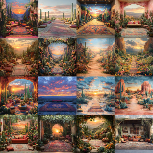 Bohemian Desert Backdrops, Boho Desert Background - Photoshop Composites, Overlay, Junk Journals, Scrapbooking, Photography, Social Media