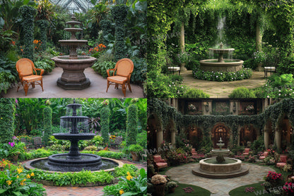 Victorian Garden Backdrop: 3PNGs for Portrait Photography Props, Historical Outdoor Photo Editing, Elegant Floral Digital Backdrops.