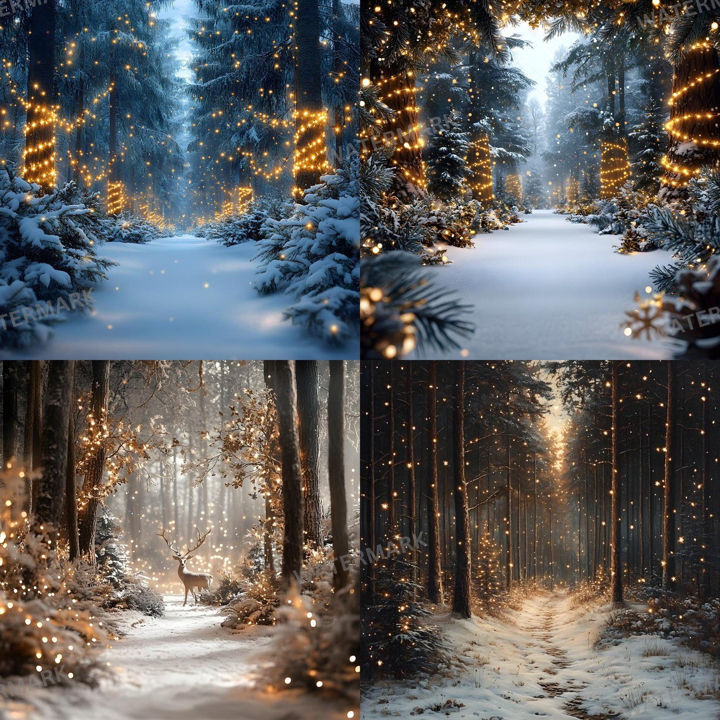 Enchanted Forest Backdrops - Magical Digital Backgrounds for Photography, Photoshop Overlays & Winter Wonderland Backgrounds