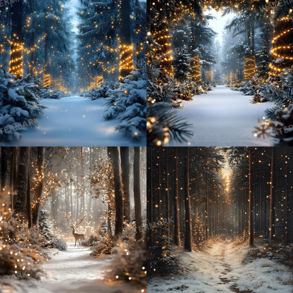 Enchanted Forest Backdrops - Magical Digital Backgrounds for Photography, Photoshop Overlays & Winter Wonderland Backgrounds