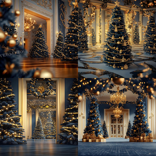 Blue Christmas Backdrops | Digital Icy Holiday Backgrounds | Winter Xmas Scenes | Christmas-backdrop