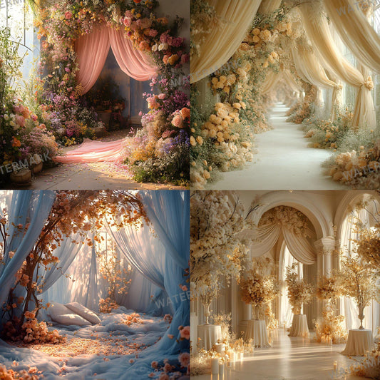 Fairytale Wedding Backdrops | Digital Backdrops for Weddings, Floral Backdrops, Photoshop Overlays, Wedding Photography, Floral Backdrops