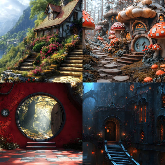 Alice in Wonderland Backdrop Set, Fantasy Storybook Digital Backgrounds for Photography, Whimsical Party Photo Booth, Images