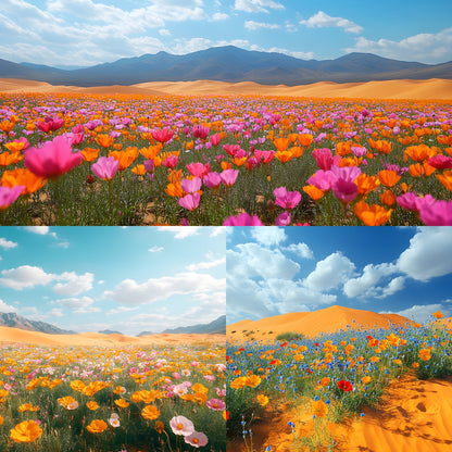 Desert Wildflower Digital Backdrop, Photography Background, Printable Desert Scene, Floral Photo Booth, High-Res Image Download
