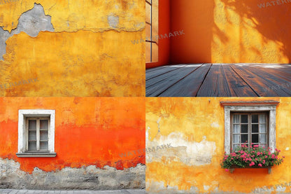 Orange Textured Wall Photography Backdrop PNGs for Photoshop Editing - Warm Aesthetic Master Overlay