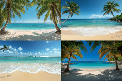 Tropical Beach Paradise Digital Backdrops - 3High-Resolution PNGs for Photography - 00x00px Commercial Use Allowed Ref SB812