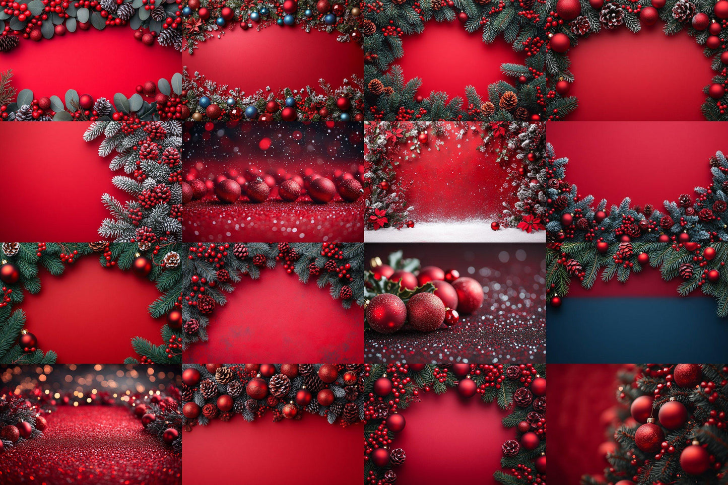 Festive Red Christmas Digital Backdrops - Holiday Junk Journal & Scrapbook Papers - Xmas Textured Backgrounds - Printable Digital Art