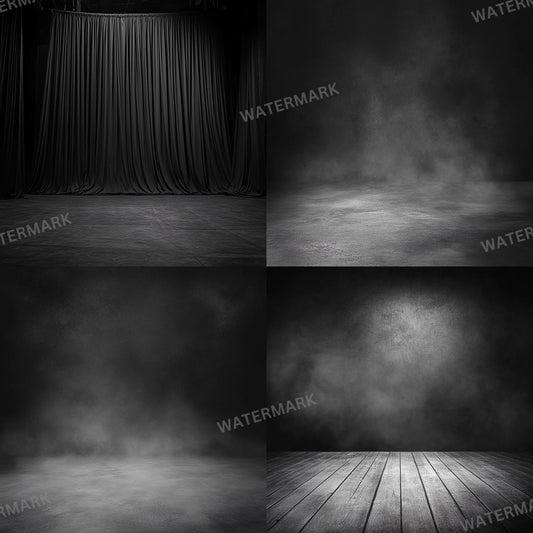 Black Studio Backdrops - Photography Backdrops, Portraits, Product Photography - Includes Solid Black, Textured Black, and Smoky Backdrops