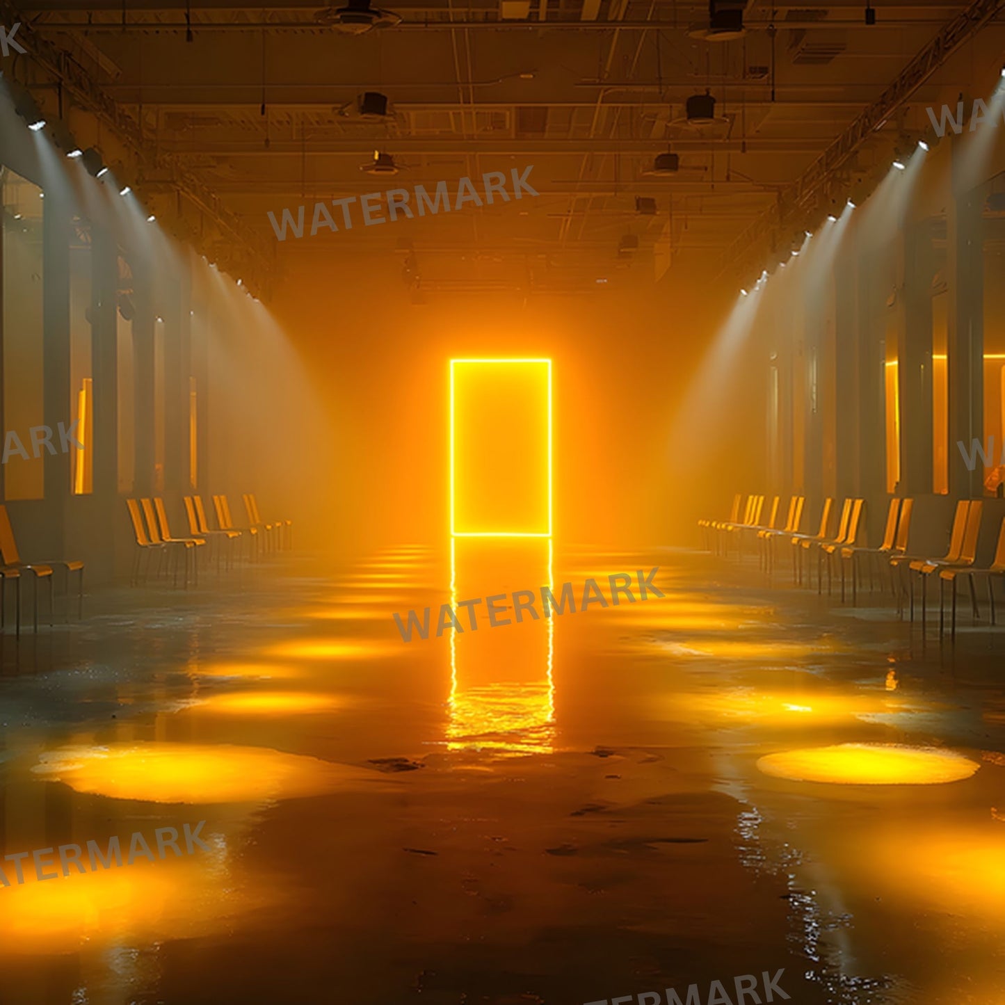 Yellow K-Pop Stage Digital Backdrop, Vibrant Music Show Background, Square Photo Booth Prop, Idol Concert Photography, Online Party Stream Image