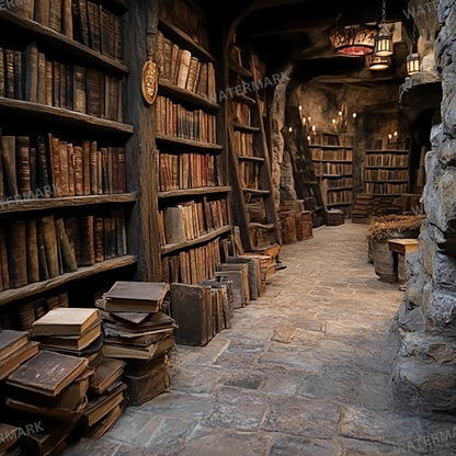 Wizard School Library 7 Photography Backdrops - Magical, Vintage Bookcases, Dark Academia, Enchanted Study Spaces