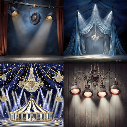 Stage Spotlight Chandelier Digital Backdrop, Photography Background, Theater Stage, Concert Backdrop, Square Image, Digital Download