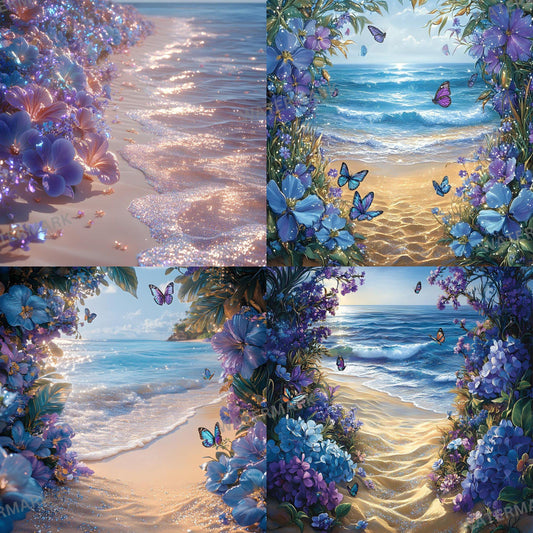 Shimmering Shoreline Backdrops - Digital Beach Backgrounds for Photography, Photoshop Overlays, Portraits, Products - Tropical Backdrops