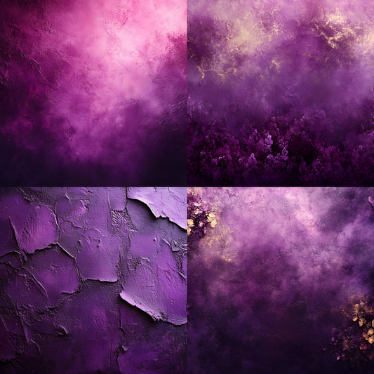 Purple Textured Photography Backdrop Set, Digital Backgrounds for Portrait Photography, Artistic Photo Overlays, Dreamy Fine Art Textures