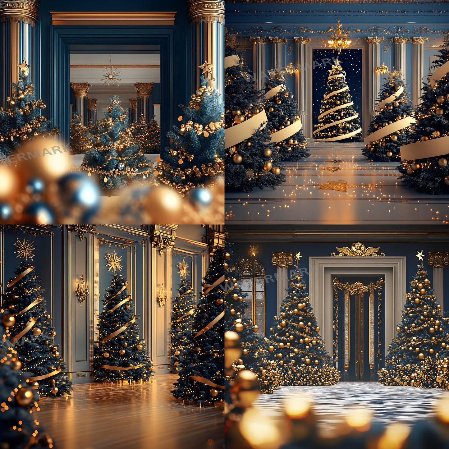 Blue Christmas Backdrops | Digital Icy Holiday Backgrounds | Winter Xmas Scenes | Christmas-backdrop