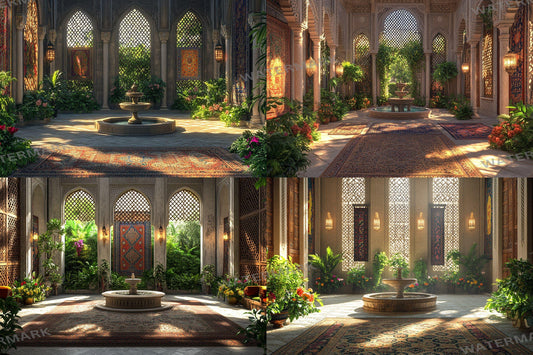 Grand Sultan's Courtyard Backdrops - 3Ornate Palace Interior Photography Backgrounds - Architecture Backdrops - Palace Background Images