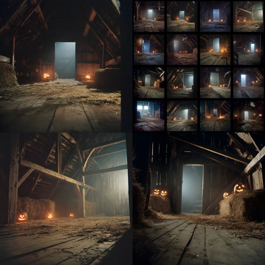 Rustic Barn Loft Digital Backdrop, Abandoned Farmhouse Photography Background, Moody Midnight Scene, Photo Prop for E-commerce Product Images