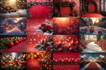Christmas Backdrop, Digital Backdrop, Santa Christmas Backdrop For Kids Family, Festive Digital Download Christmas Background