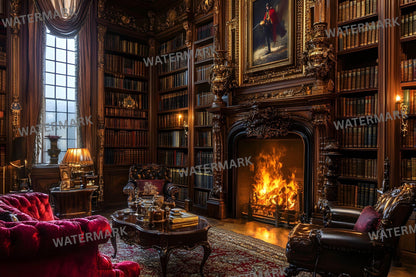 Century London Club Backdrops - 16 JPGs | Victorian Study Digital Backgrounds, Old English Library Photo Props