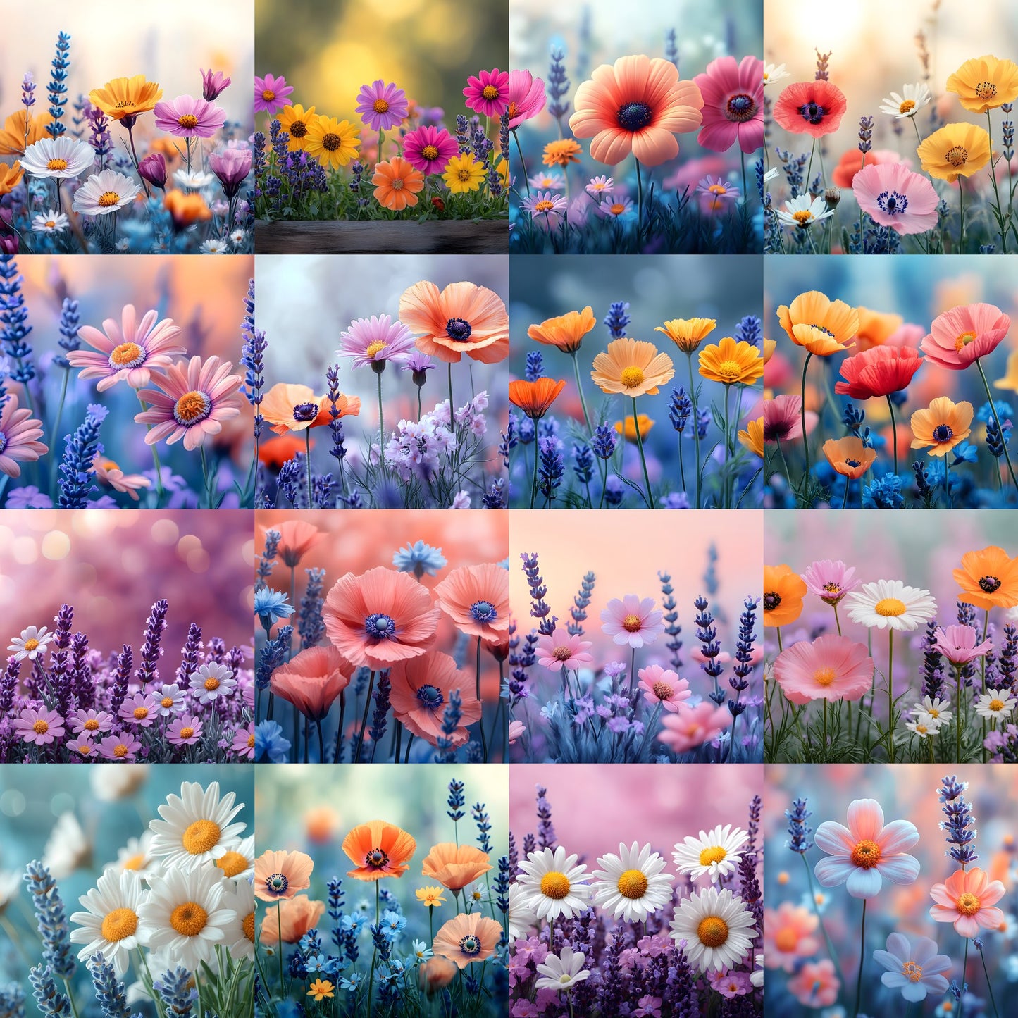 Wildflower Meadow Digital Backdrop, Whimsical Photography Backgrounds, Floral Photo Overlays, Spring Scene, Dreamy Portrait1449