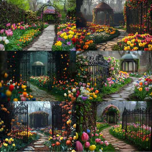 Wrought Iron Secret Garden Digital Backdrop, Fairytale Photography Background, Enchanted Garden Photo Background, Photography, Iron Gate Decor
