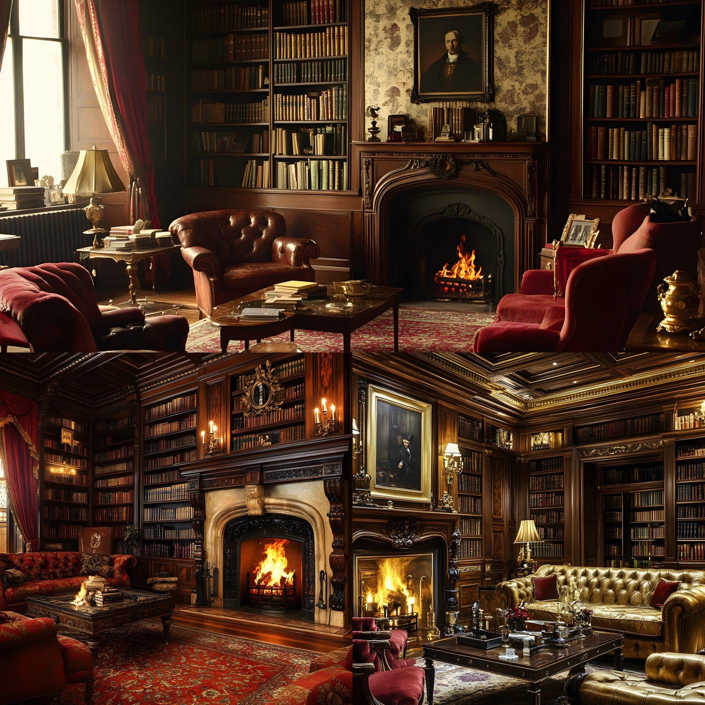 Century London Club Backdrops - 16 JPGs | Victorian Study Digital Backgrounds, Old English Library Photo Props
