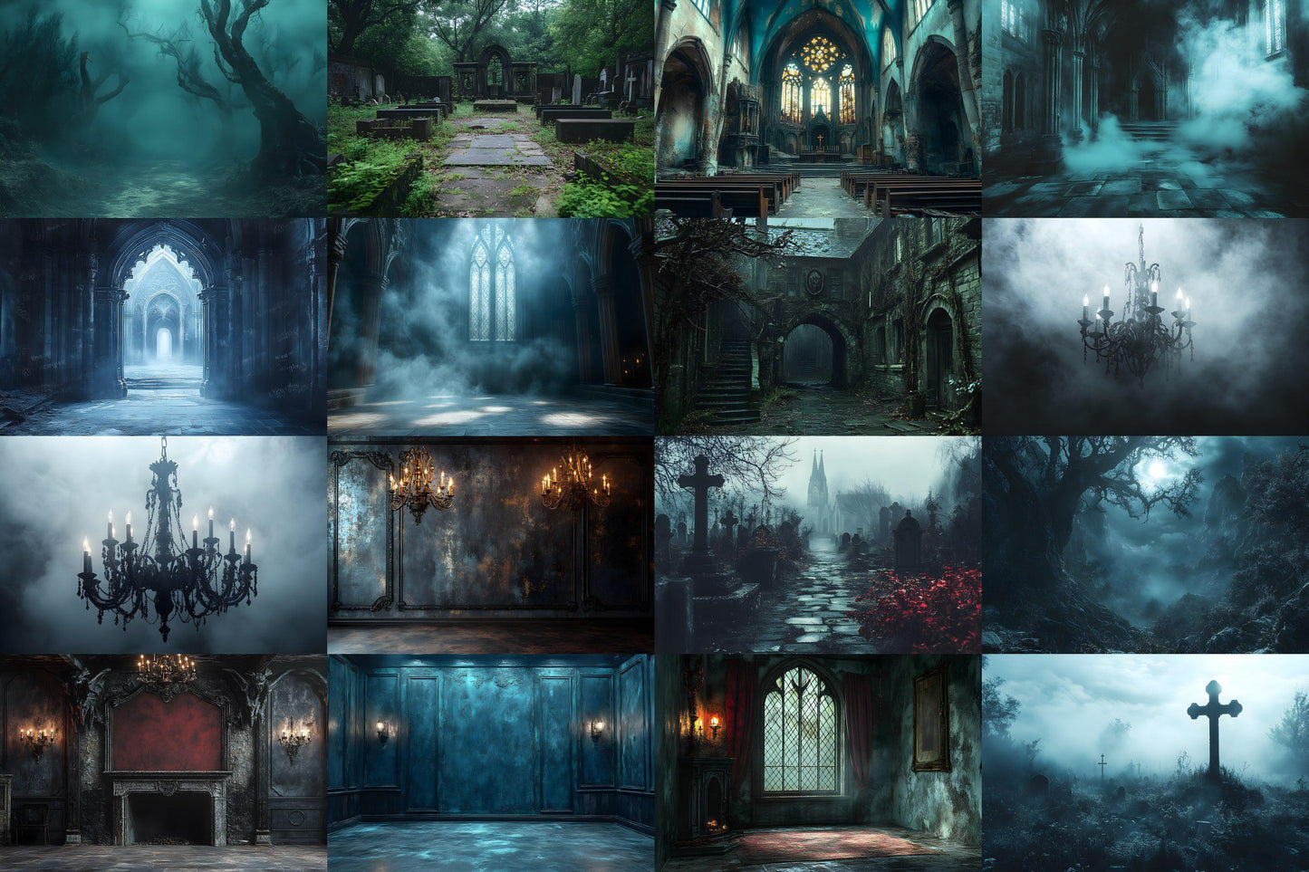 Gothic Backdrops for Photography, Dark Digital Backgrounds, Spooky Halloween Overlays, Gothic Scenes, and Photoshop PNGs
